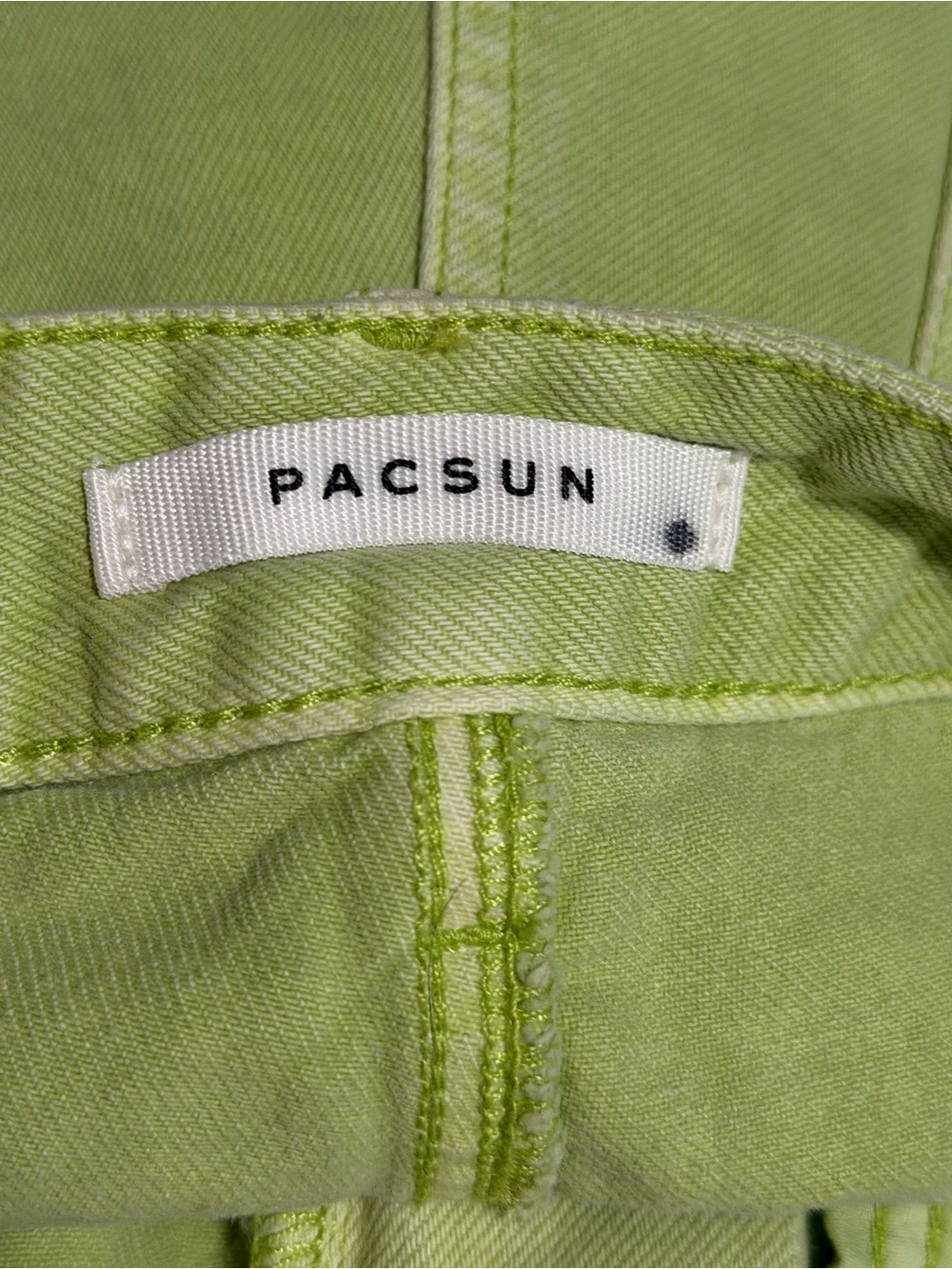 PacSun High Rise Festival Lime Green Frayed Hem Denim Shorts - Picture 2 of 9